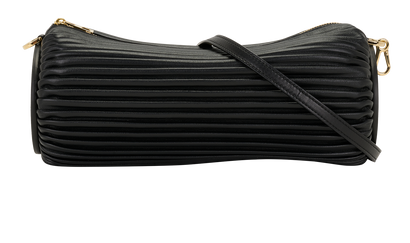 Bracelet Pleated Shoulder Bag, &pound;650, Handbags, Black, Leather, Front view